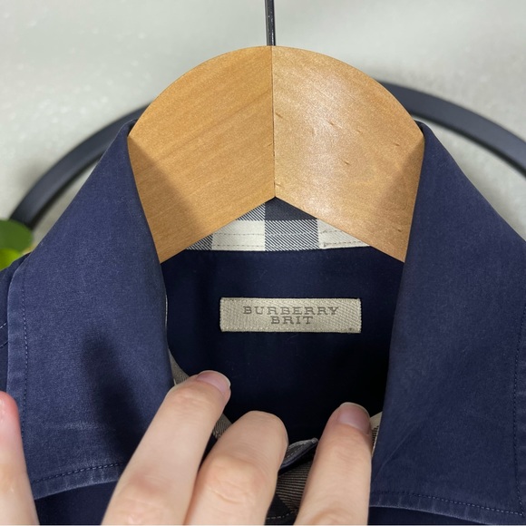 Burberry Brit Shirt Men Small Black Nova Check Button Up Classic Fit Logo - Picture 5 of 8